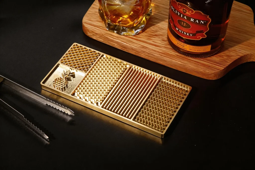 ZHENGFEI textured rectangular brass craft mold for barware and premium branding, featuring intricate surface patterns