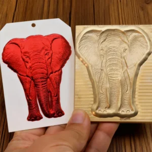 ZHENGFEI 3D elephant relief brass die, 0.01mm CNC engraved for leather & paper hot stamping.
