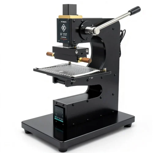 Máquina manual de estampado en caliente ZHENGFEI 90-XTS para marcar cuero, precisión de 0,01 mm, control digital de temperatura.