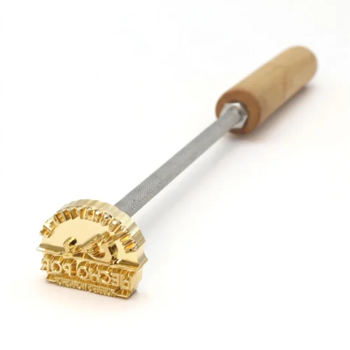 ZHENGFEI Custom Arch Text Badge Brass Branding Iron with Wooden Handle ZHENGFEI custom arch text badge brass branding iron for leather and wood product branding.