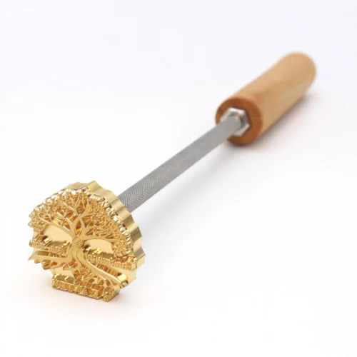 ZHENGFEI Custom Tree of Life Brass Branding Iron with Wooden Handle ZHENGFEI custom tree of life brass branding iron, 0.01mm CNC engraved for artisanal wood/leather work.