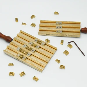 ZHENGFEI dual size brass letterpress holders set for flexible multi-size lettering in leather hot stamping.