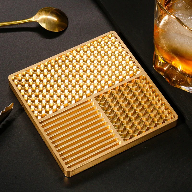 ZHENGFEI multi-texture brass ice plate, 0.01mm CNC engraved for custom whiskey ice cube texturing.