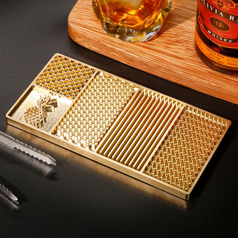 ZHENGFEI multi-texture brass ice plate with pineapple design, 0.01mm CNC engraved for whiskey ice texturing.