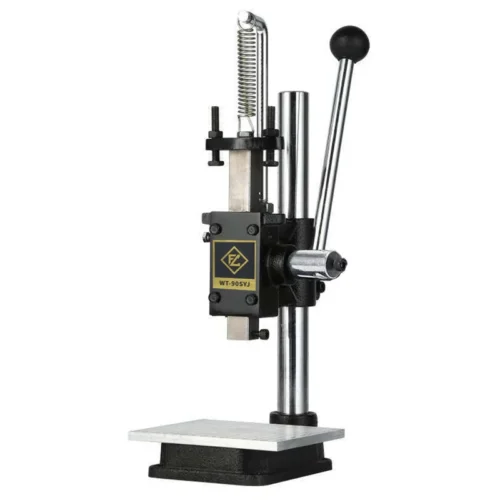 ZHENGFEI WT-90SYJ Manual Arbor Press for Leather & Craft Stamping ZHENGFEI WT-90SYJ manual arbor press with cast iron frame, chrome-plated column for leather stamping and soap embossing.