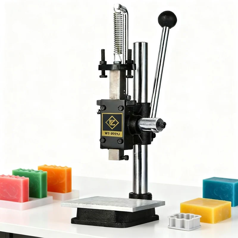 ZHENGFEI WT-90SYJ Manual Press for Soap Embossing & Handmade Craft Application ZHENGFEI WT-90SYJ manual arbor press for handmade soap embossing, leather stamping, and DIY craft production.