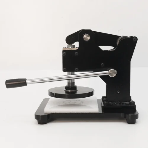 ZHENGFEI ZF-SMQ Manual Die Cutting Machine Side View Full Structure Side view of ZHENGFEI ZF-SMQ manual die cutting machine with heavy-duty metal frame for leather craft production.
