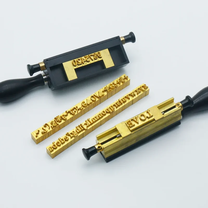 ZHENGFEI Brass Number Stamp Set 0-9 with Interchangeable Slot Holder ZHENGFEI 0-9 brass number stamp set with interchangeable slot holder for custom hot stamping branding.