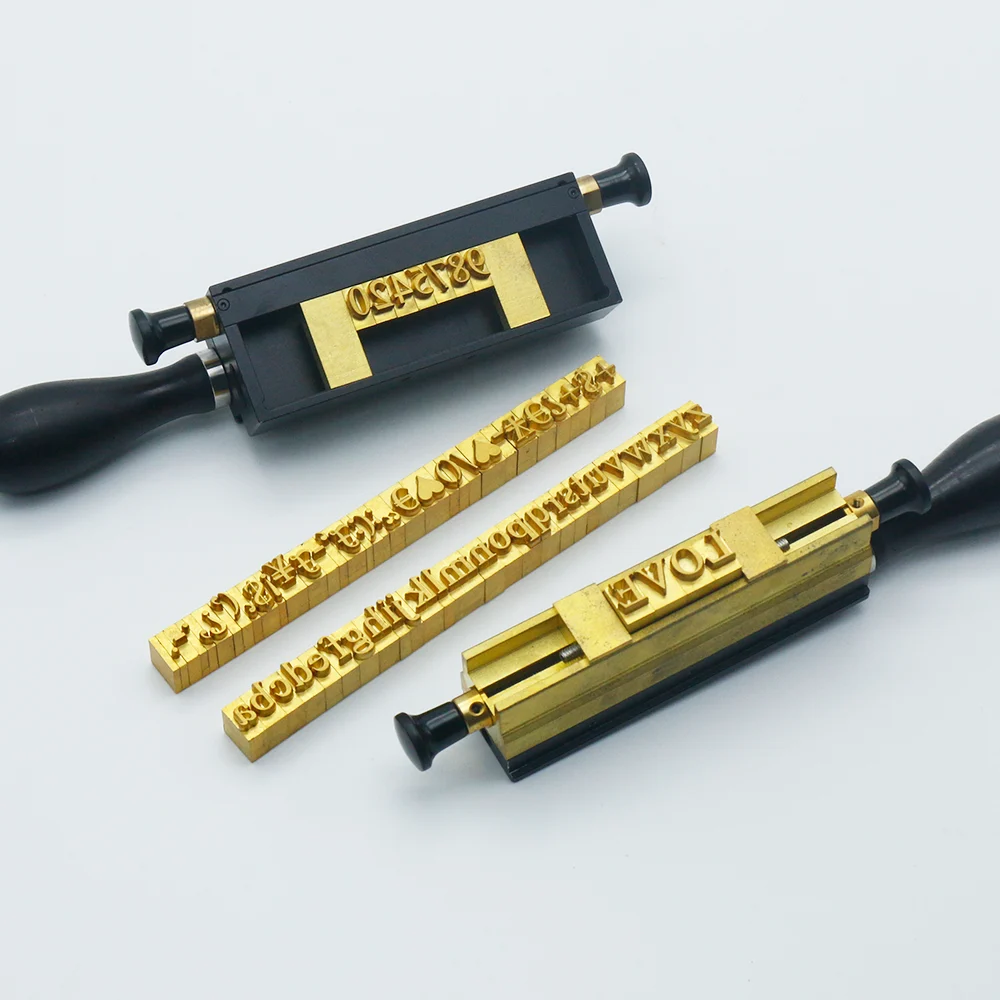 ZHENGFEI 0-9 brass number stamp set with interchangeable slot holder for custom hot stamping branding.