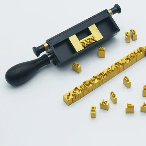 ZHENGFEI custom pattern brass stamp in interchangeable slot holder for leather and wood branding.
