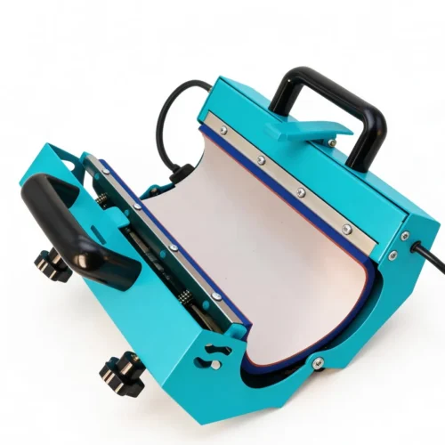 ZHENGFEI blue tumbler heat press machine heating element close-up for even sublimation printing.