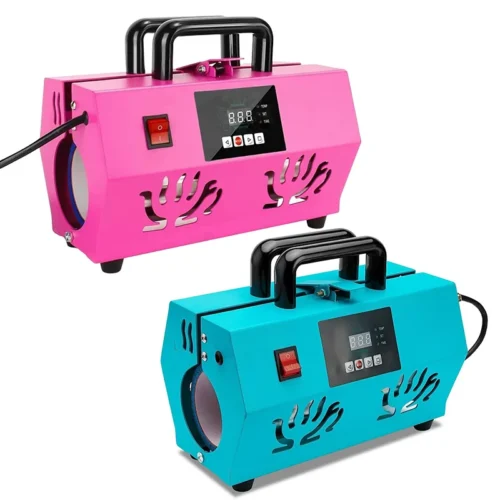 ZHENGFEI pink and blue portable tumbler heat press machines for custom mug and tumbler sublimation.