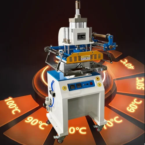ZHENGFEI 618M pneumatic hot stamping machine with 0-300°C temperature range display for versatile material compatibility.