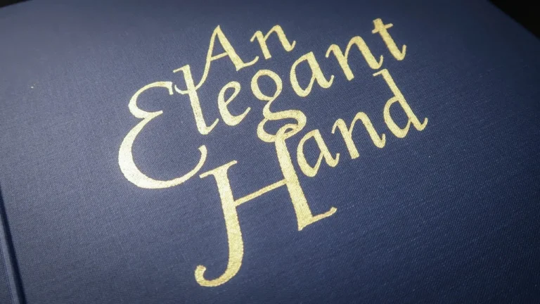 ZHENGFEI brass die hot foil stamps gold lettering on blue cloth book cover