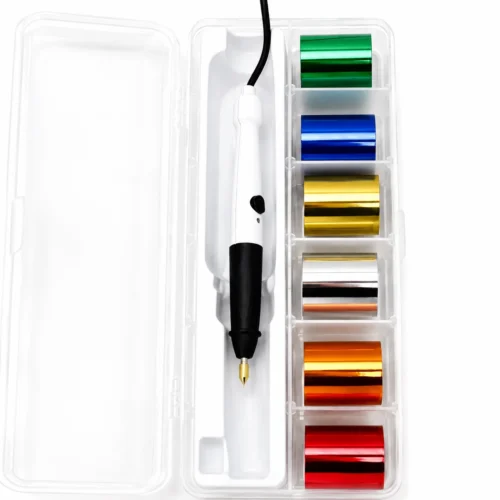 ZHENGFEI Hot Stamping Pen Full Accessory Kit Plastic Storage Case ZHENGFEI USB hot stamping pen complete set in plastic storage box with 6 rolls of colorful hot foil.