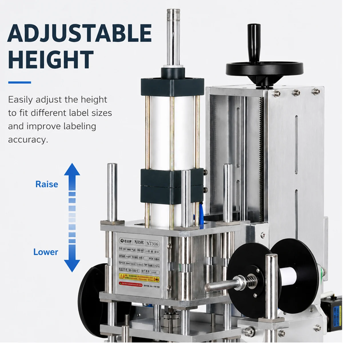 WT‑TJ8020PS pneumatic hot stamping machine adjustable height assembly for varied workpiece thickness