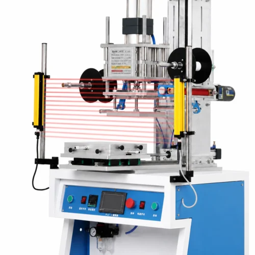 WT‑TJ8020PS hot stamping machine dual infrared safety light‑curtain red‑beam demonstration