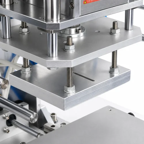 WT‑TJ8020PS hot stamping machine thick heating plate and brass mold mounting base close‑up