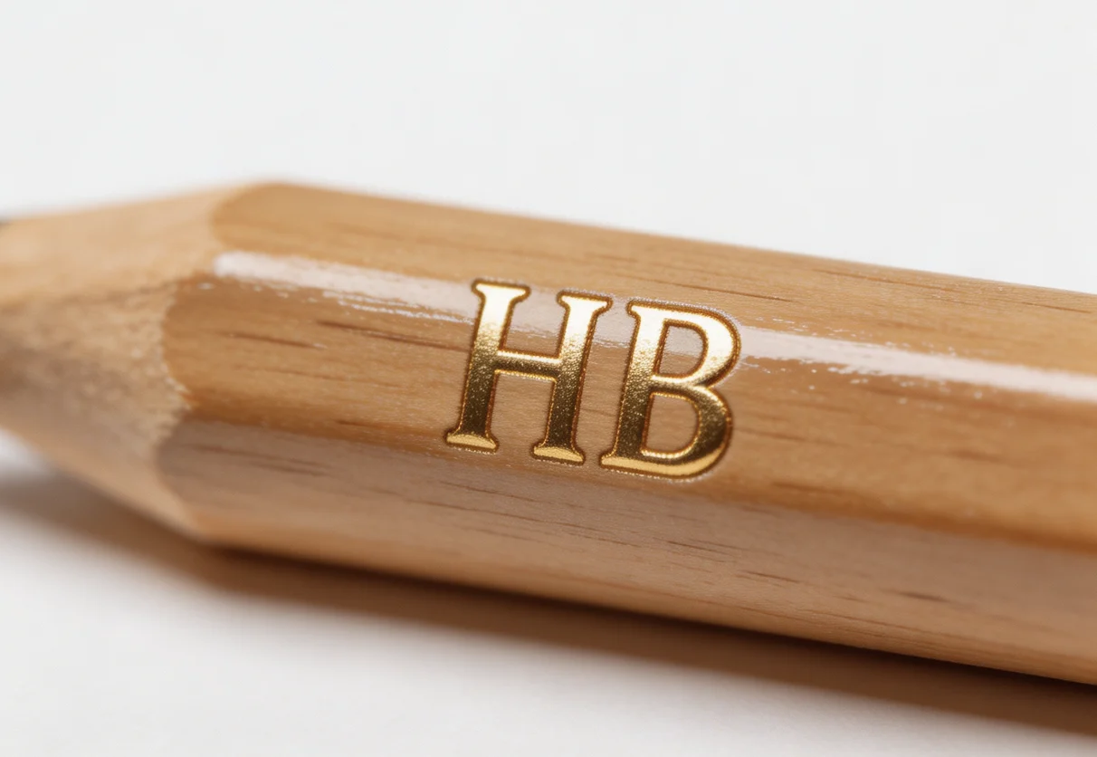 EC-27 hot stamping 3mm "HB" lettering on wooden pencil at 100°C optimal temperature