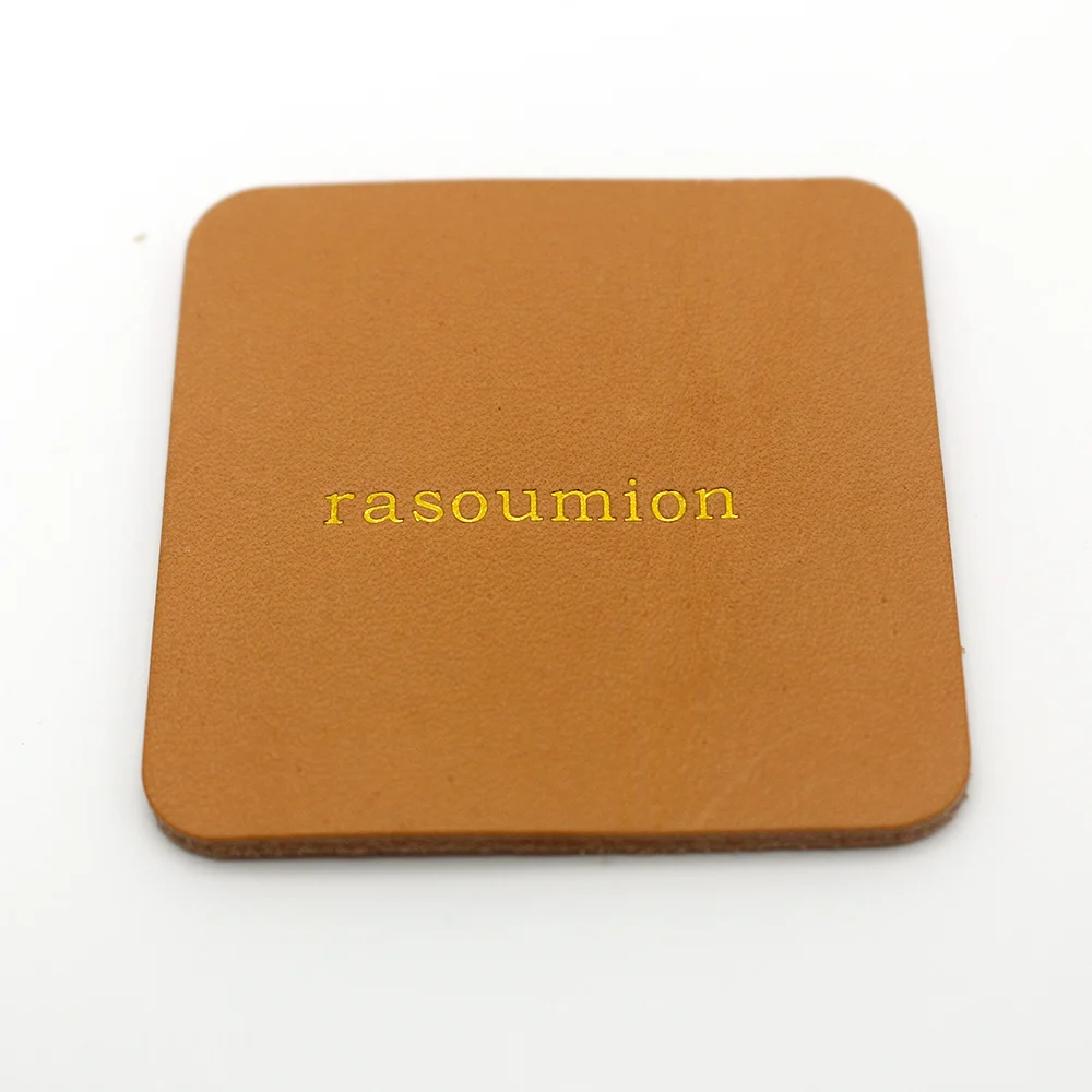 EC-27 vegetable-tanned leather foil stamping test at 100°C with clear complete gold lettering