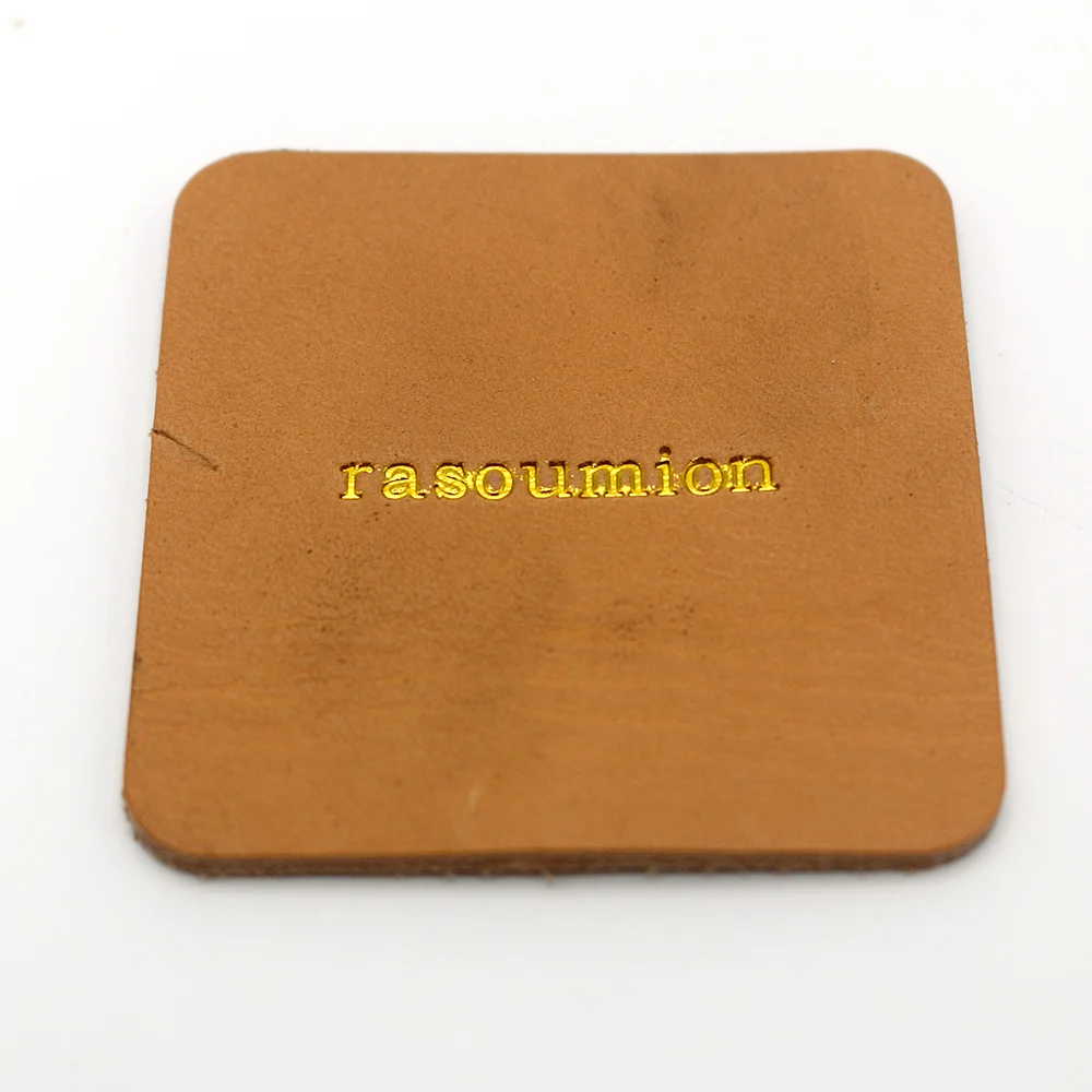 EC-27 hot stamping 120°C test with foil spread and edge bleed on vegetable-tanned leather