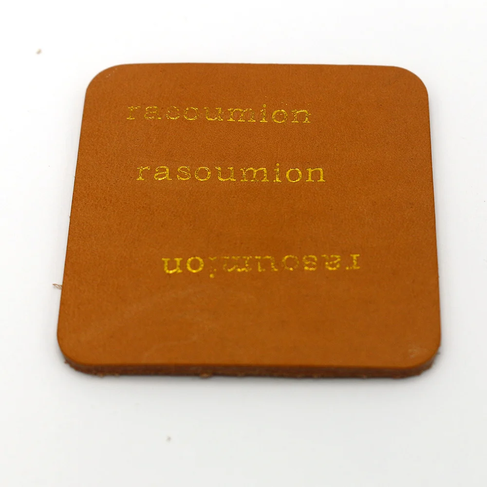 EC-27 hot stamping machine 90°C test, incomplete broken gold foil lettering on vegetable-tanned leather