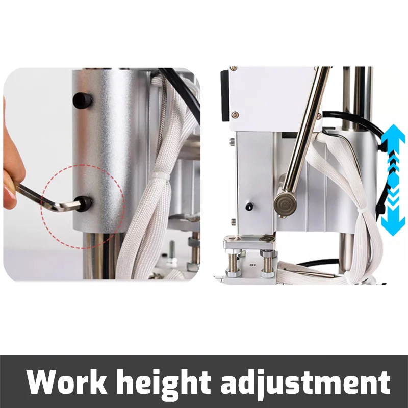 WT-90DS hot stamping machine adjustable working height structure with hex key adjustment