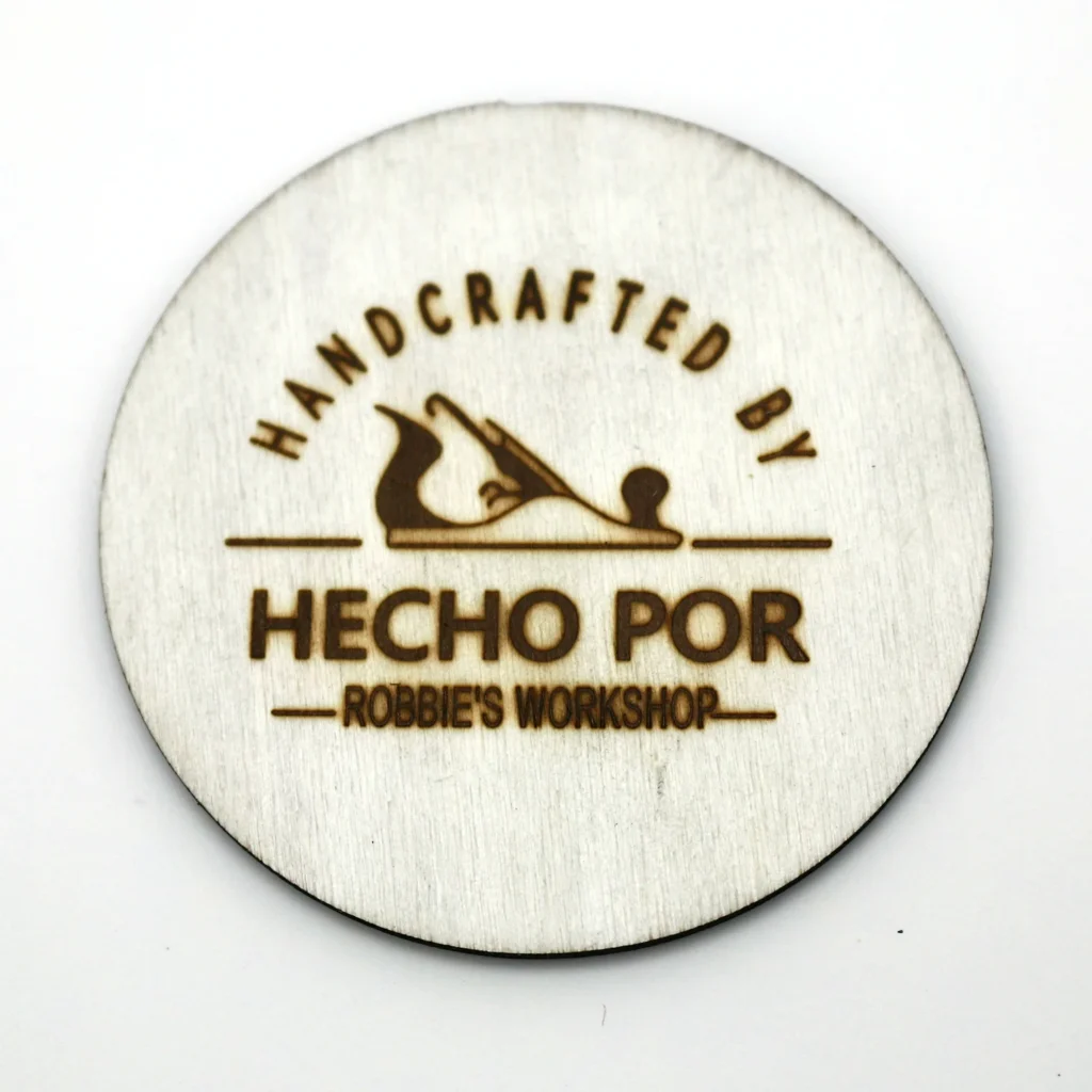 WT-90DS branding test at 290°C shows a clear logo mark on thin wood