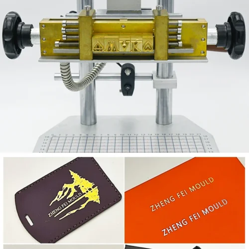 WT-90SK machine customizable brass molds and leather paper foil stamping sample works