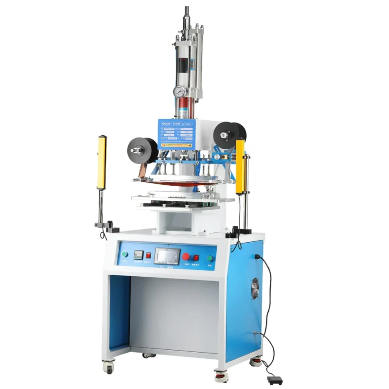 WT-QY300 3-ton pneumatic hydraulic hot foil stamping machine with safety light curtain and foil roll holders